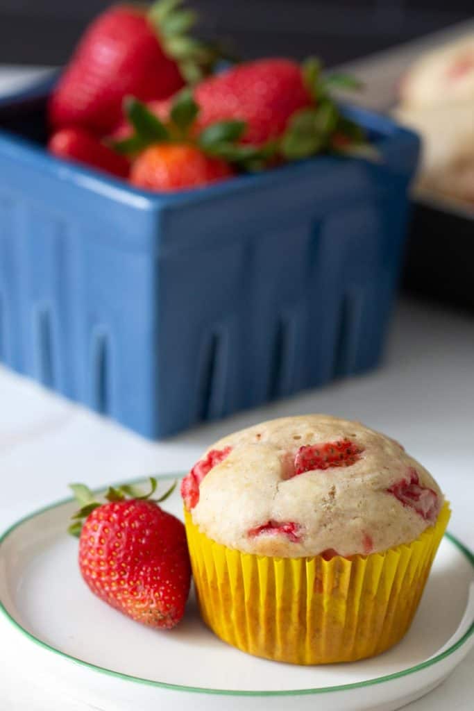 strawberry muffin on plate
