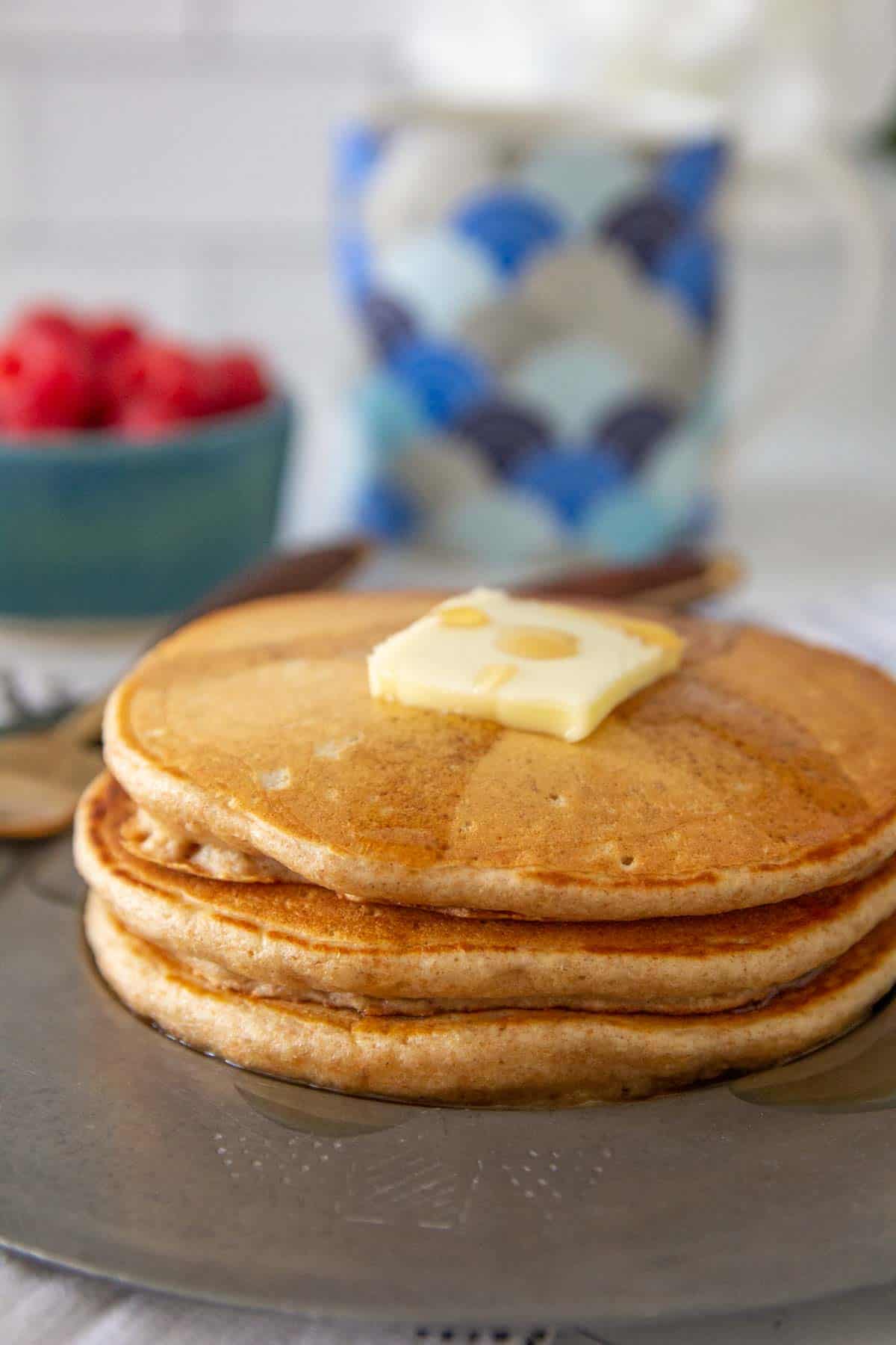 stack of whole wheat pancakes
