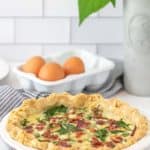 bacon spinach quiche in pie plate