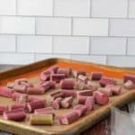 frozen rhubarb on sheet pan