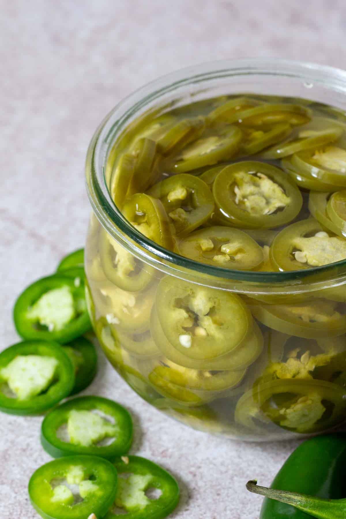 jar of pickled jalapeños