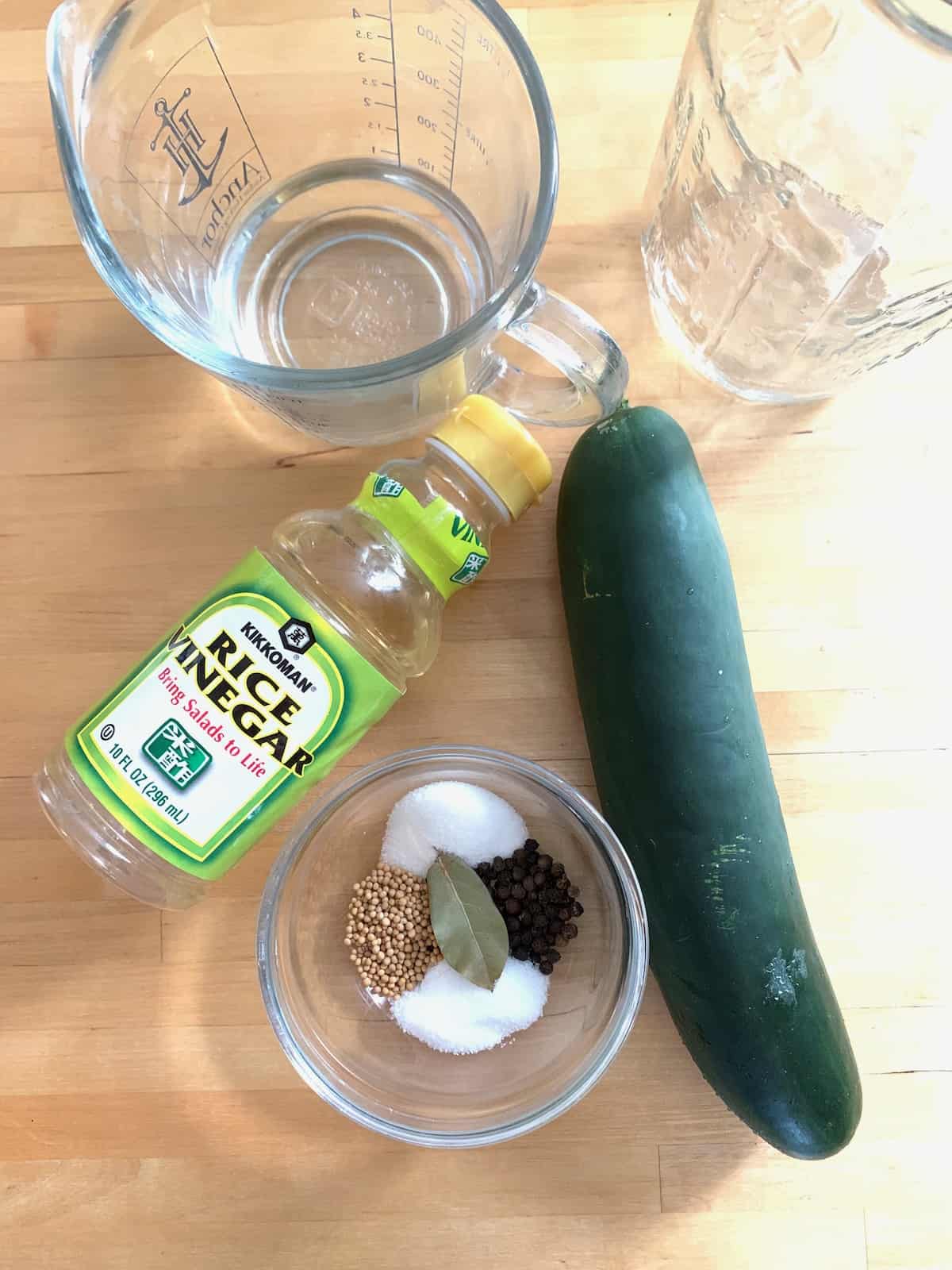 ingredients for quick pickled cucumbers