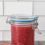 jar of rhubarb sauce