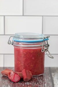 jar of rhubarb sauce