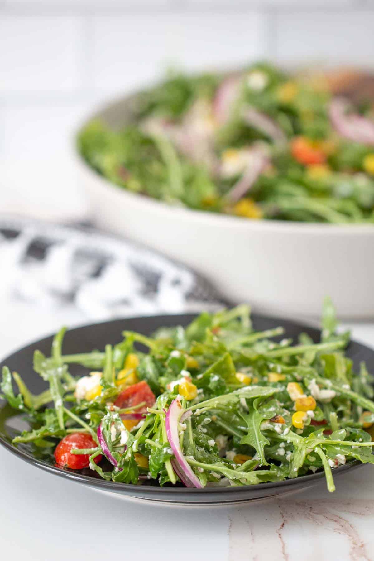 roasted corn salad on a plate