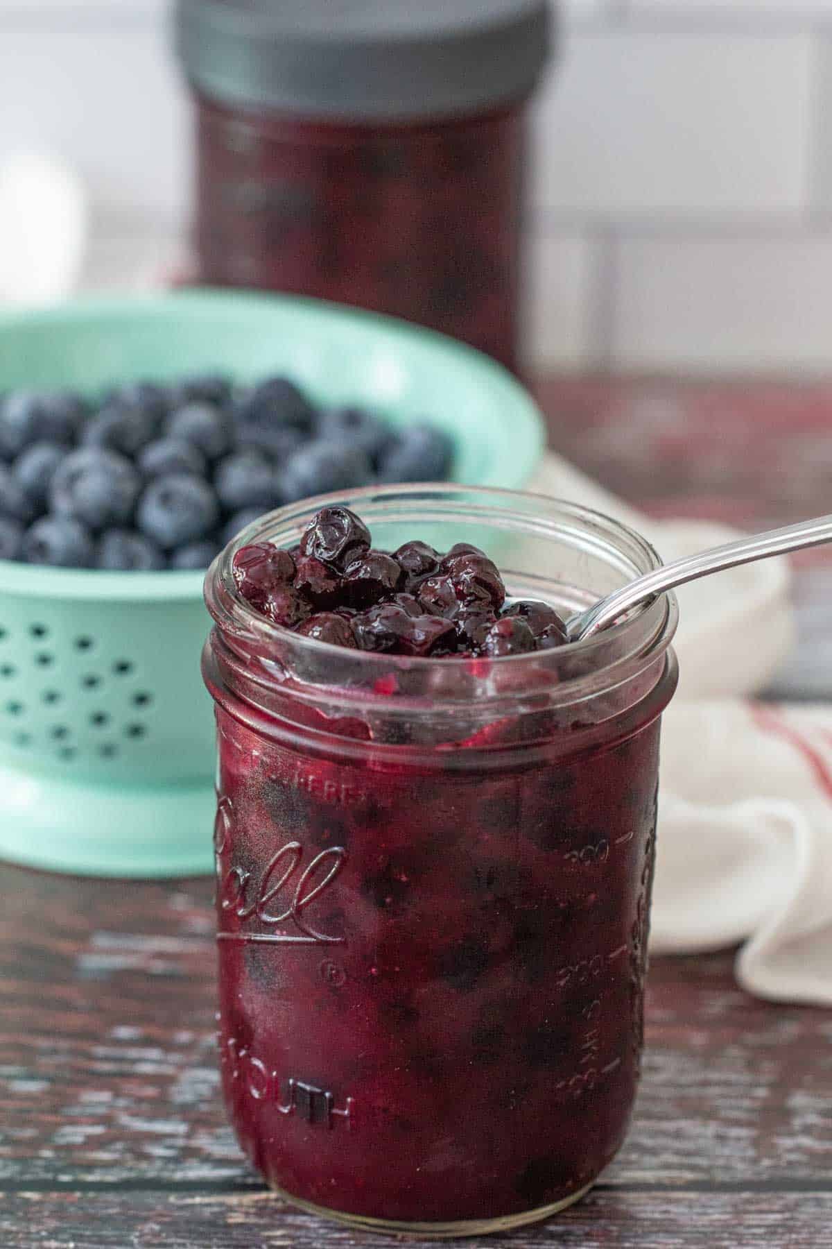 blueberry pie filling in jar