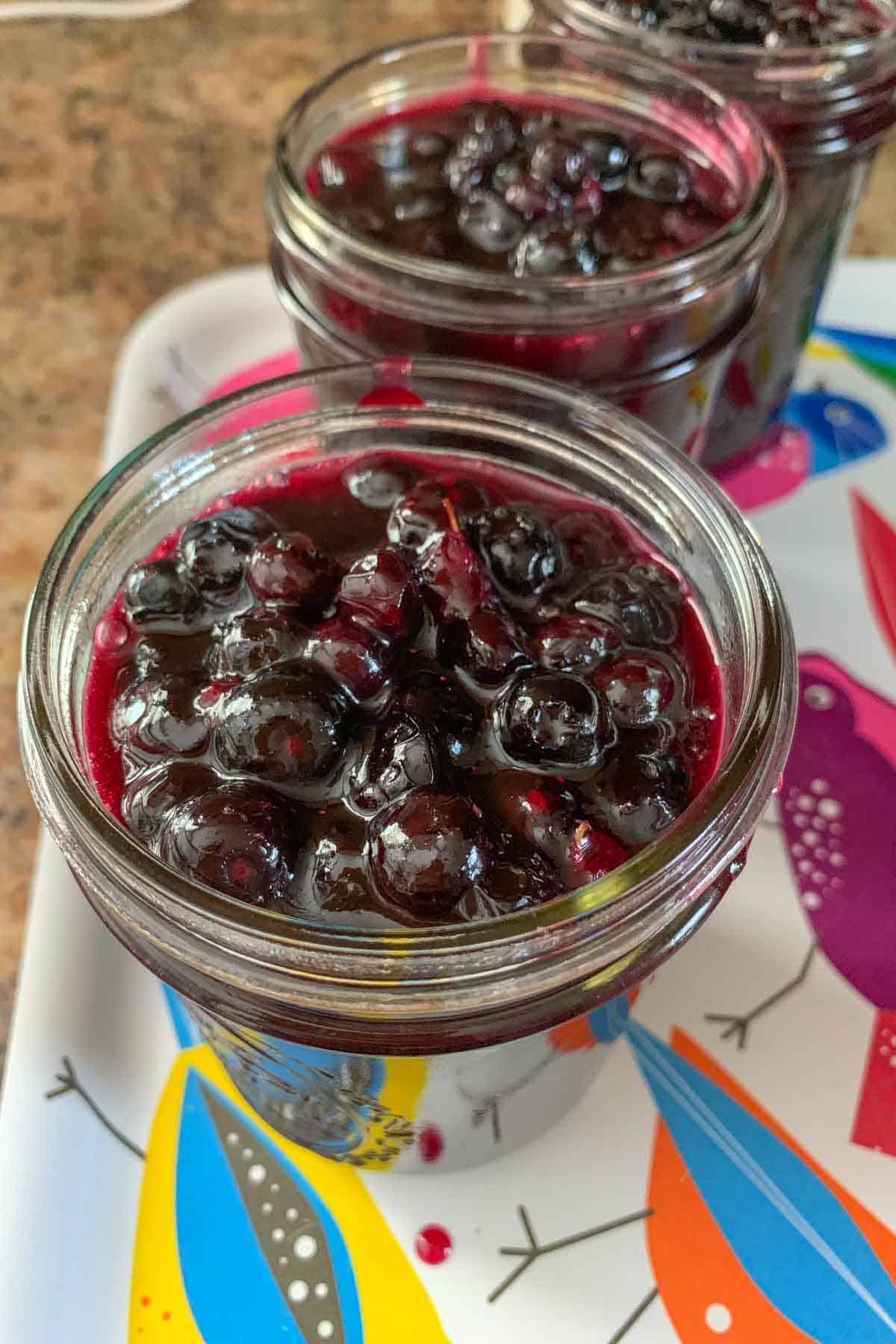 blueberry pie filling in jars