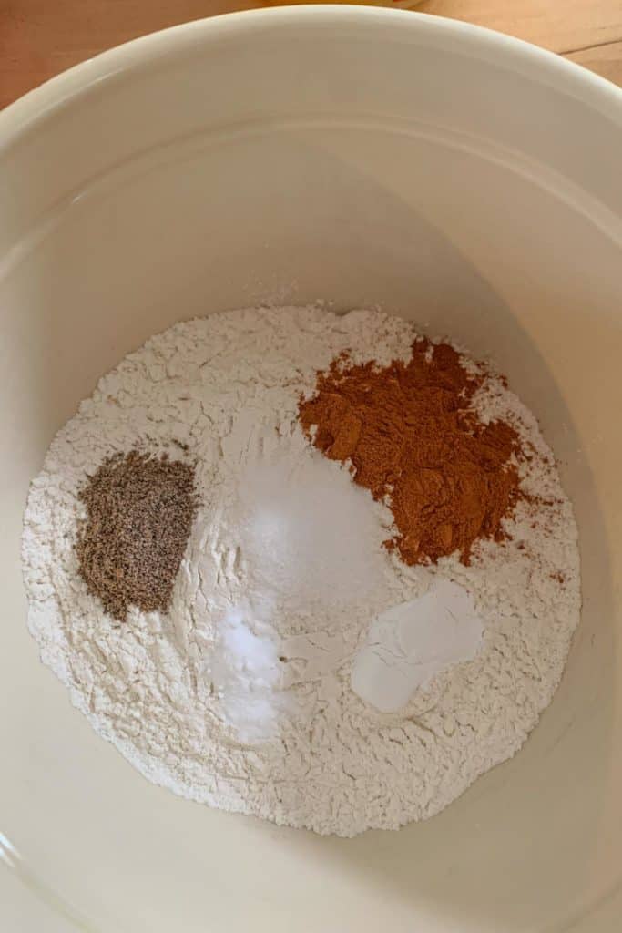 dry ingredients for zucchini bread in a bowl