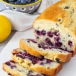 sliced blueberry bread