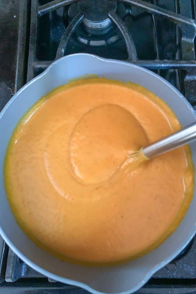 mixed pumpkin ice cream custard in saucepan