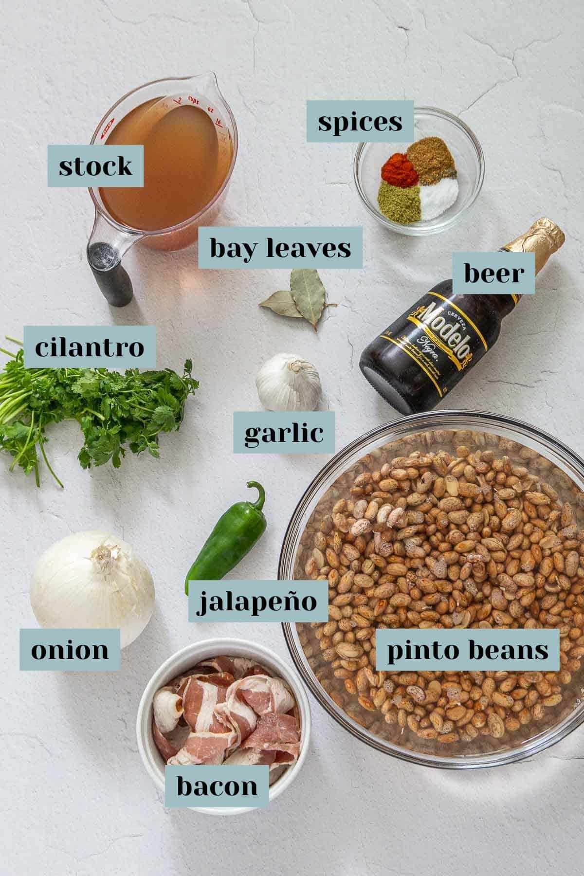 borracho bean ingredients with labels