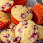 cranberry orange muffins stacked