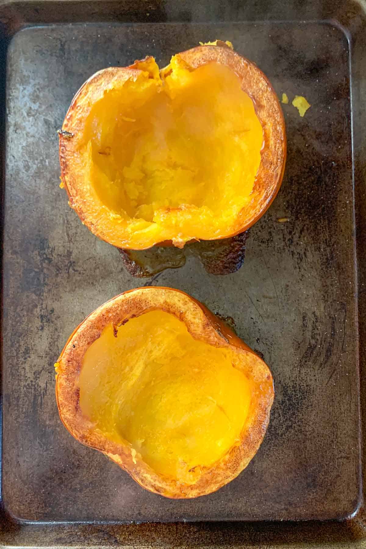 roasted pumpkin halves