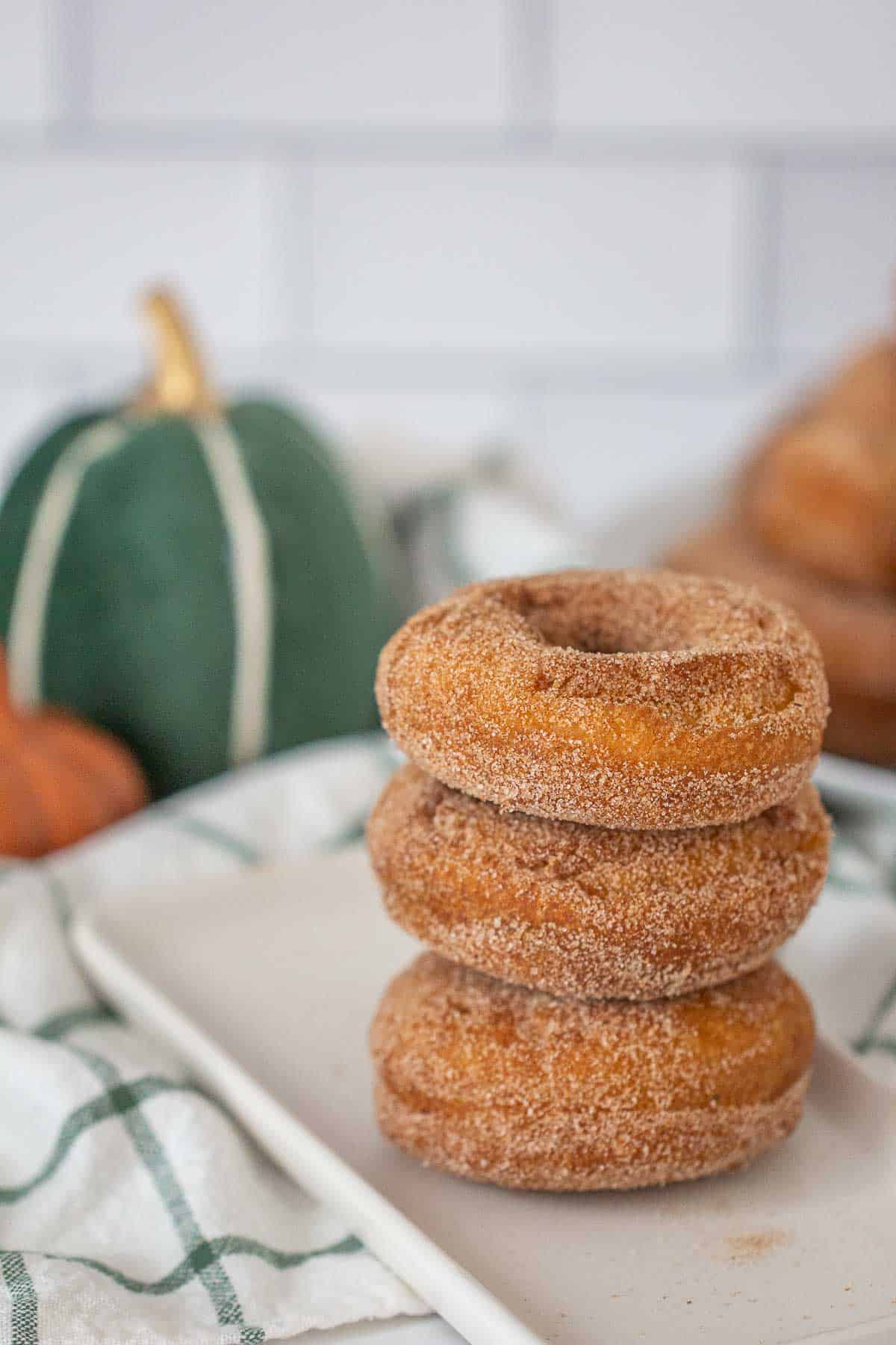 stack of pumpkin donuts