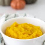 bowl of homemade pumpkin puree