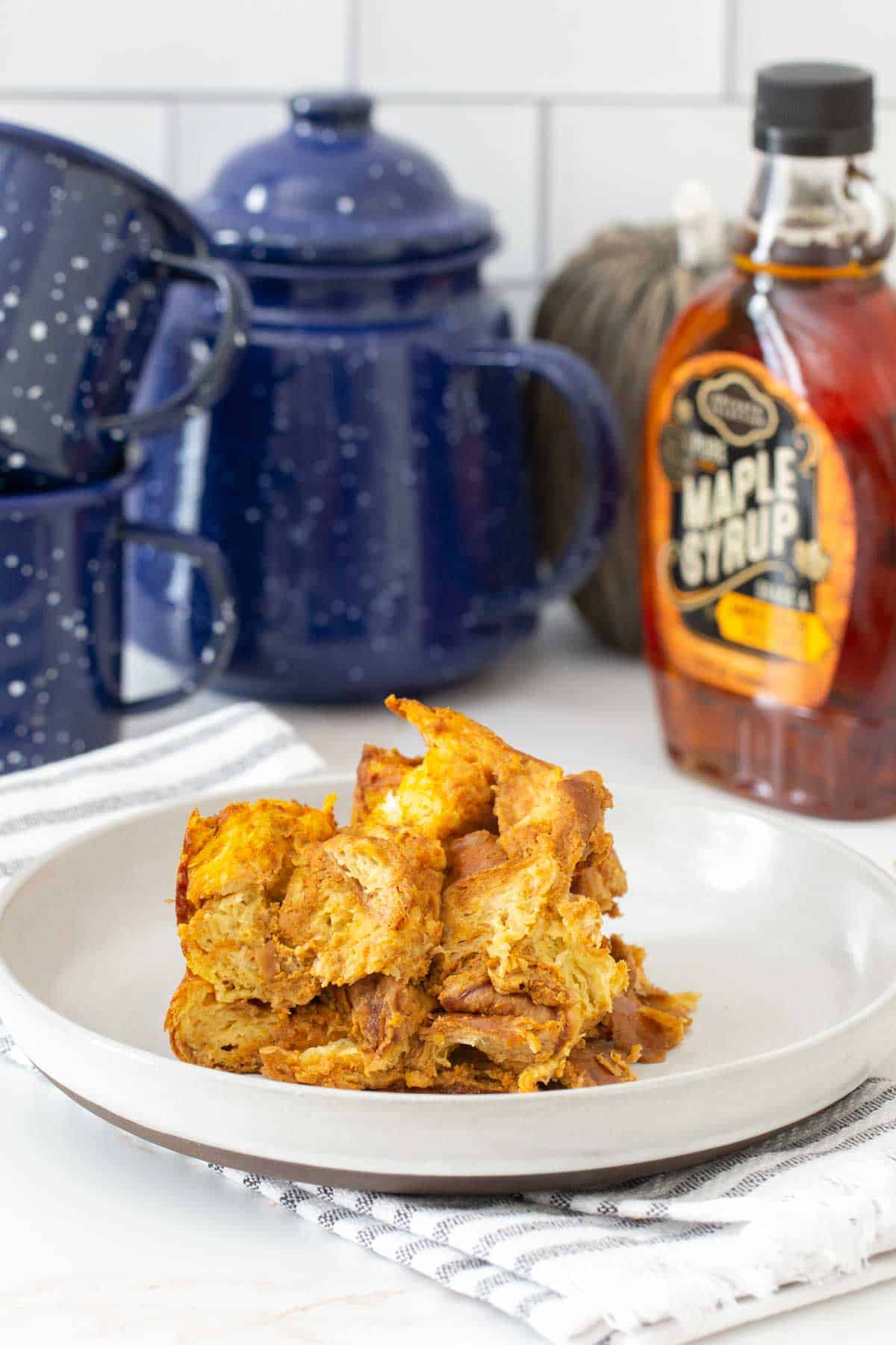 plate of pumpkin french toast casserole