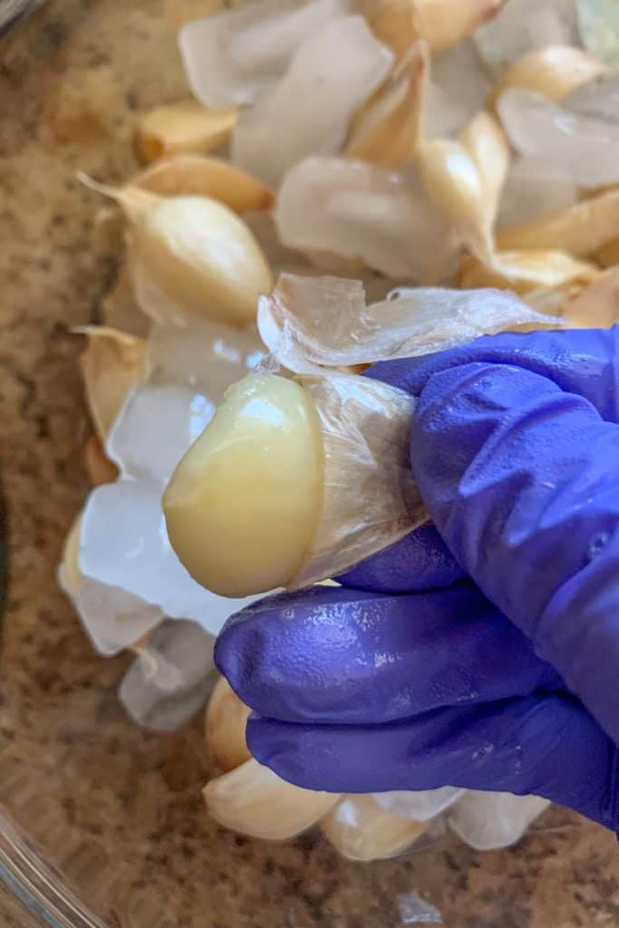 peeling garlic