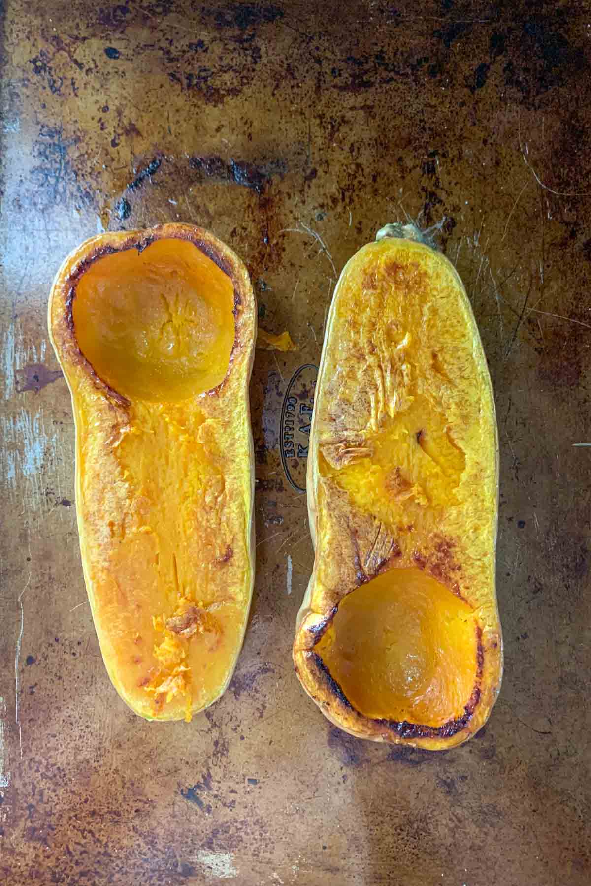 roasted butternut squash halves