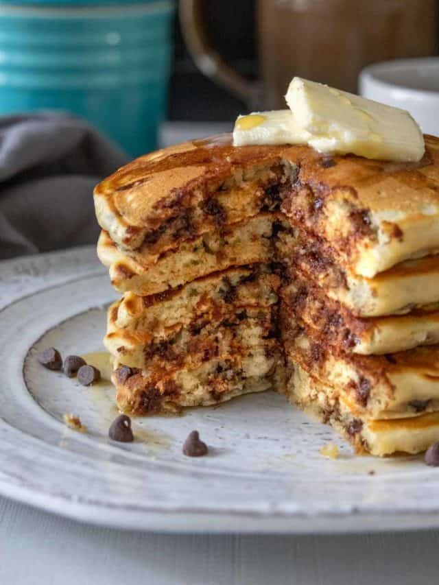 Fluffy Chocolate Chip Pancakes