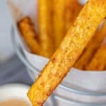 Close up of a rutabaga fry.