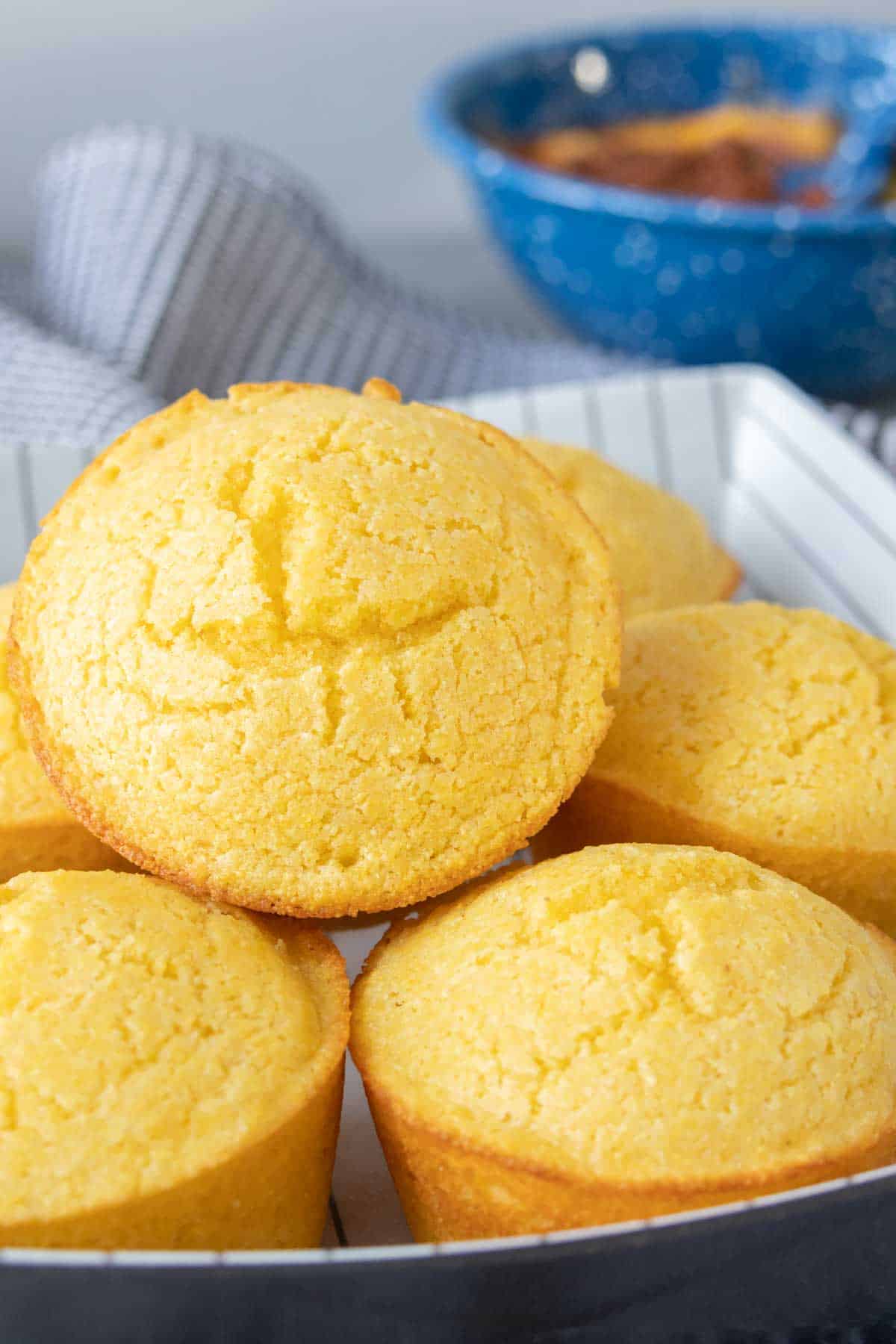 Serving bowl of corn muffins.