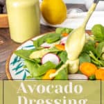 Creamy avocado dressing made in under 5 minutes.