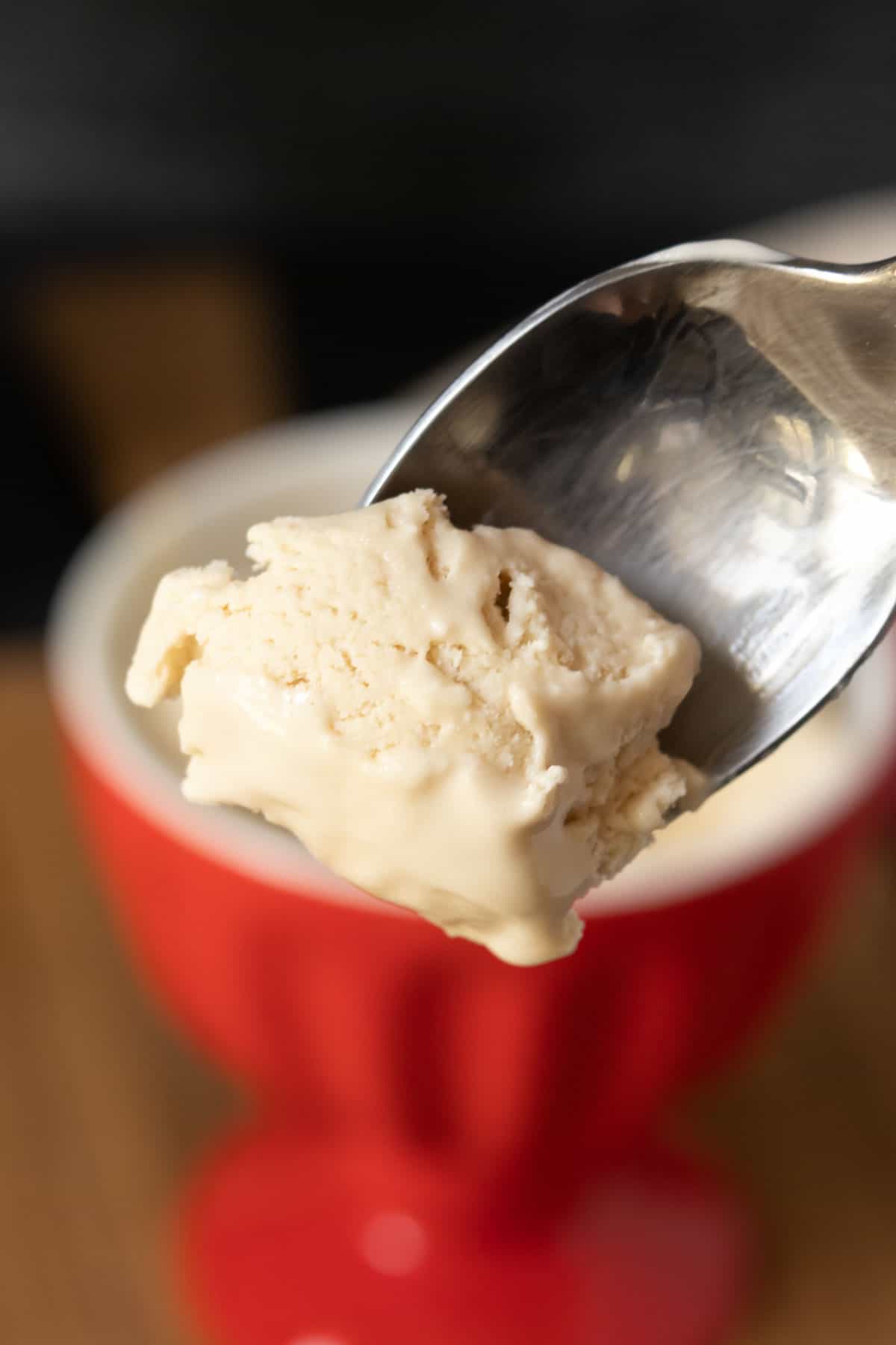 Spoonful of no-churn ice cream.
