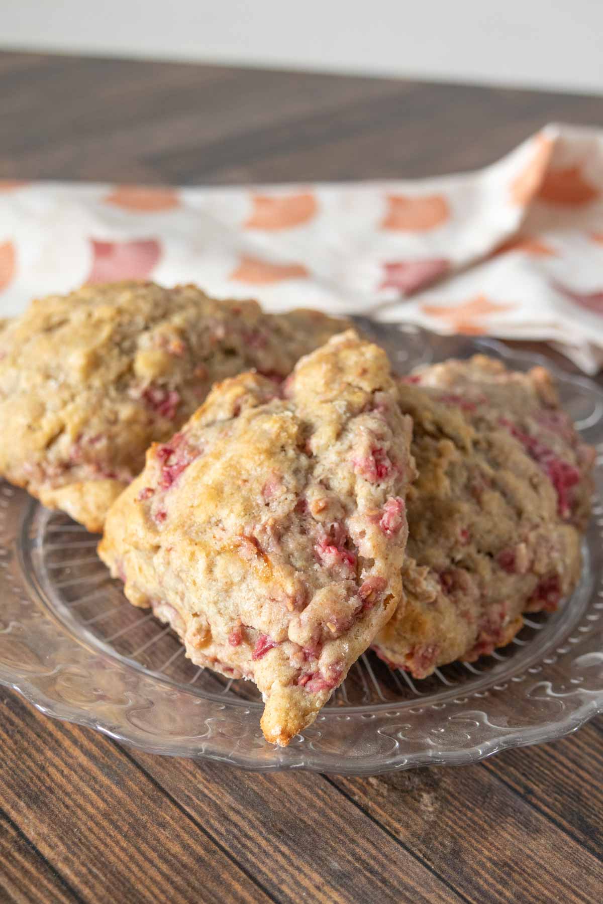 Plate of raspberry scones.