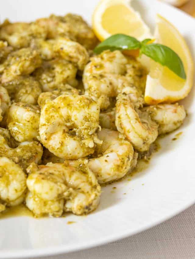 Easy Pesto Shrimp stetted