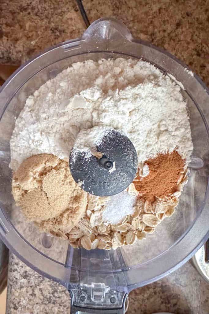 Ingredients in a food processor.