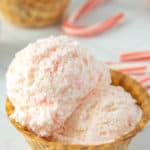 Two bowls of peppermint ice cream.