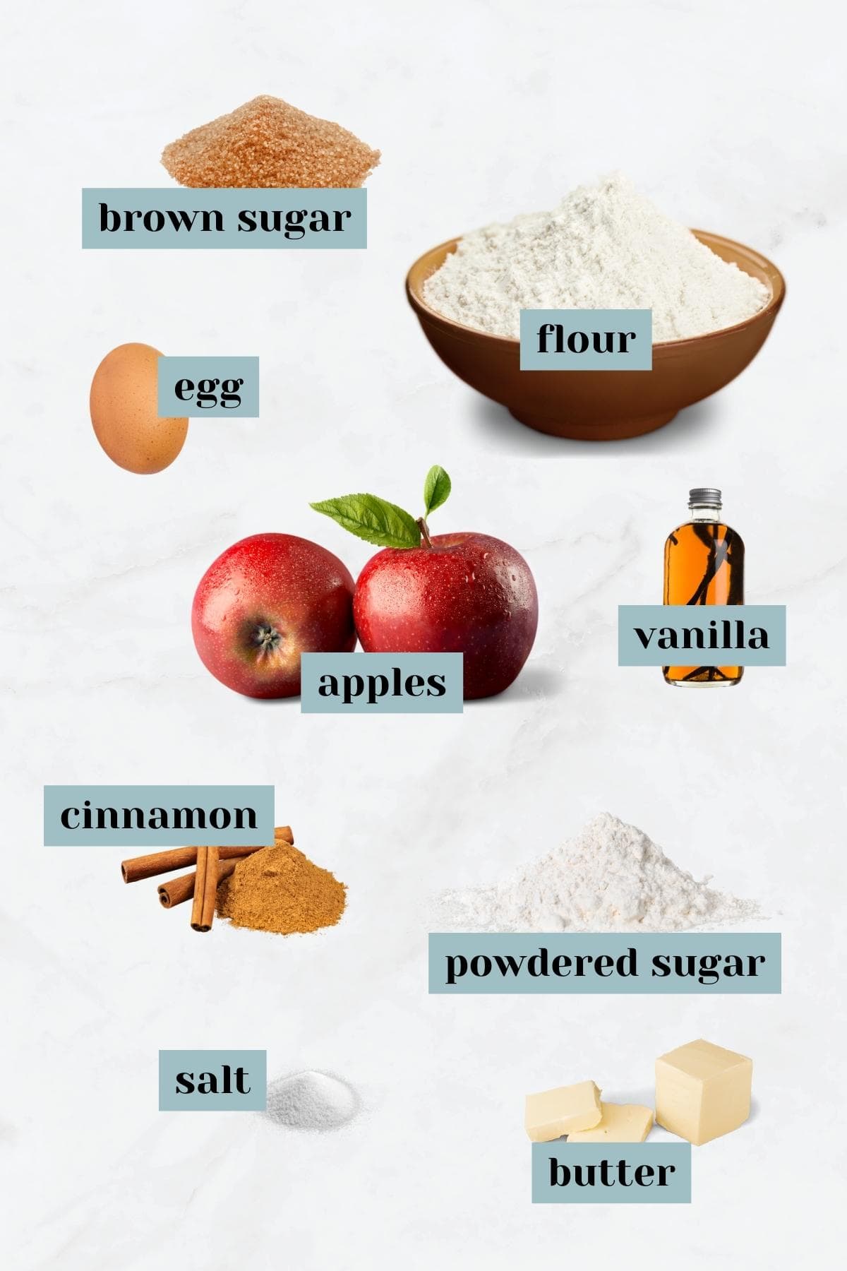 The ingredients for apple pie bars.