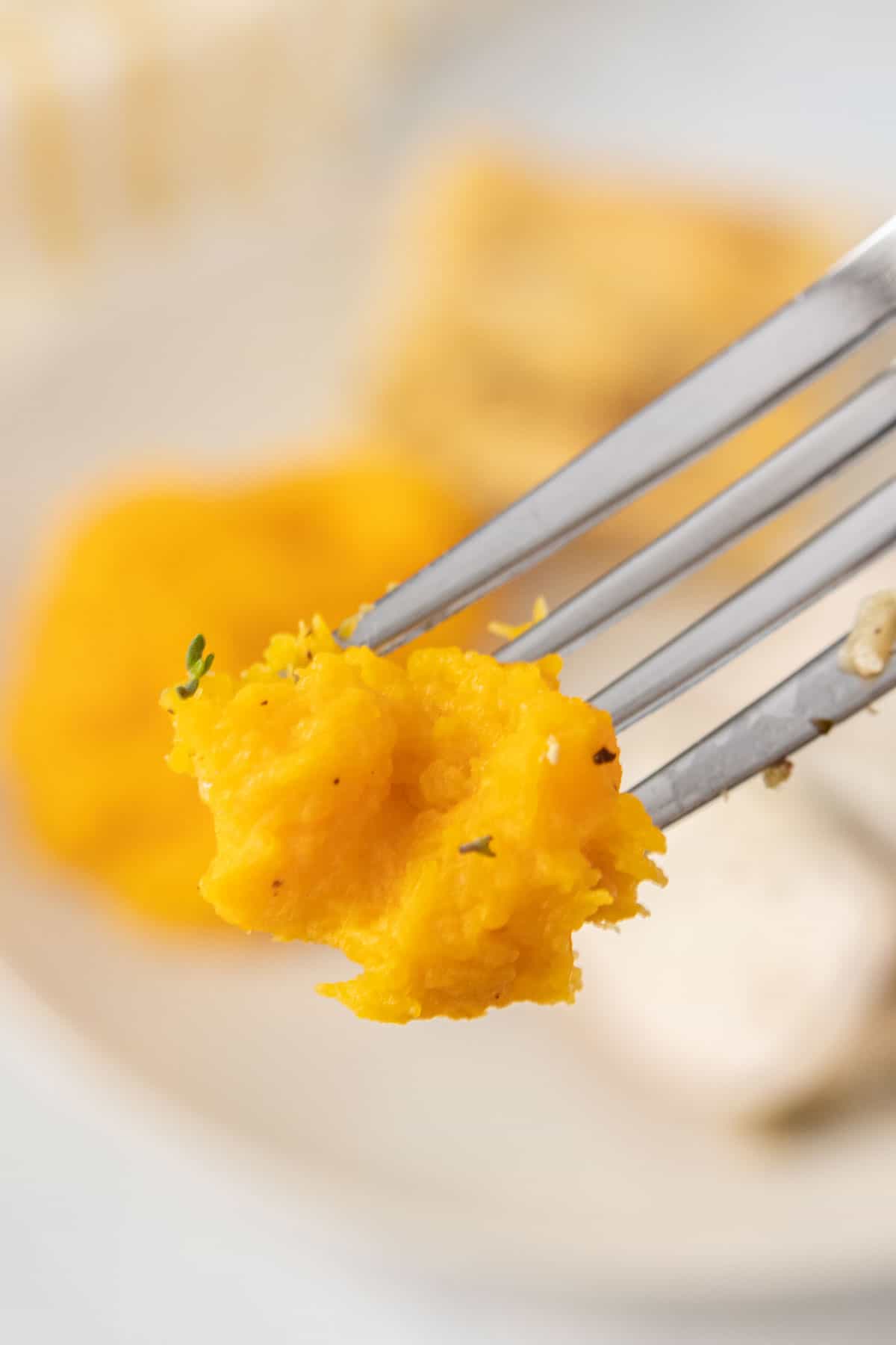 A person is holding a fork over a plate of food.