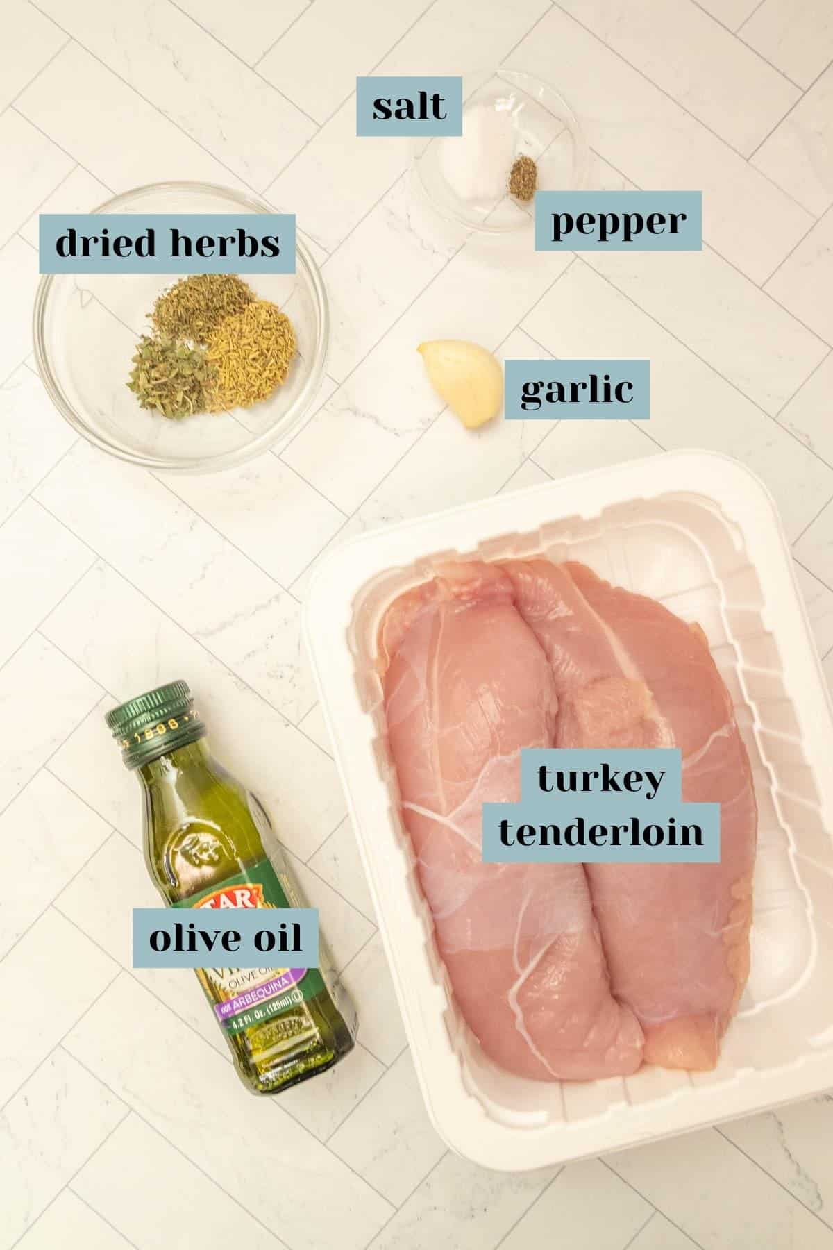 The ingredients for a turkey dish are shown.