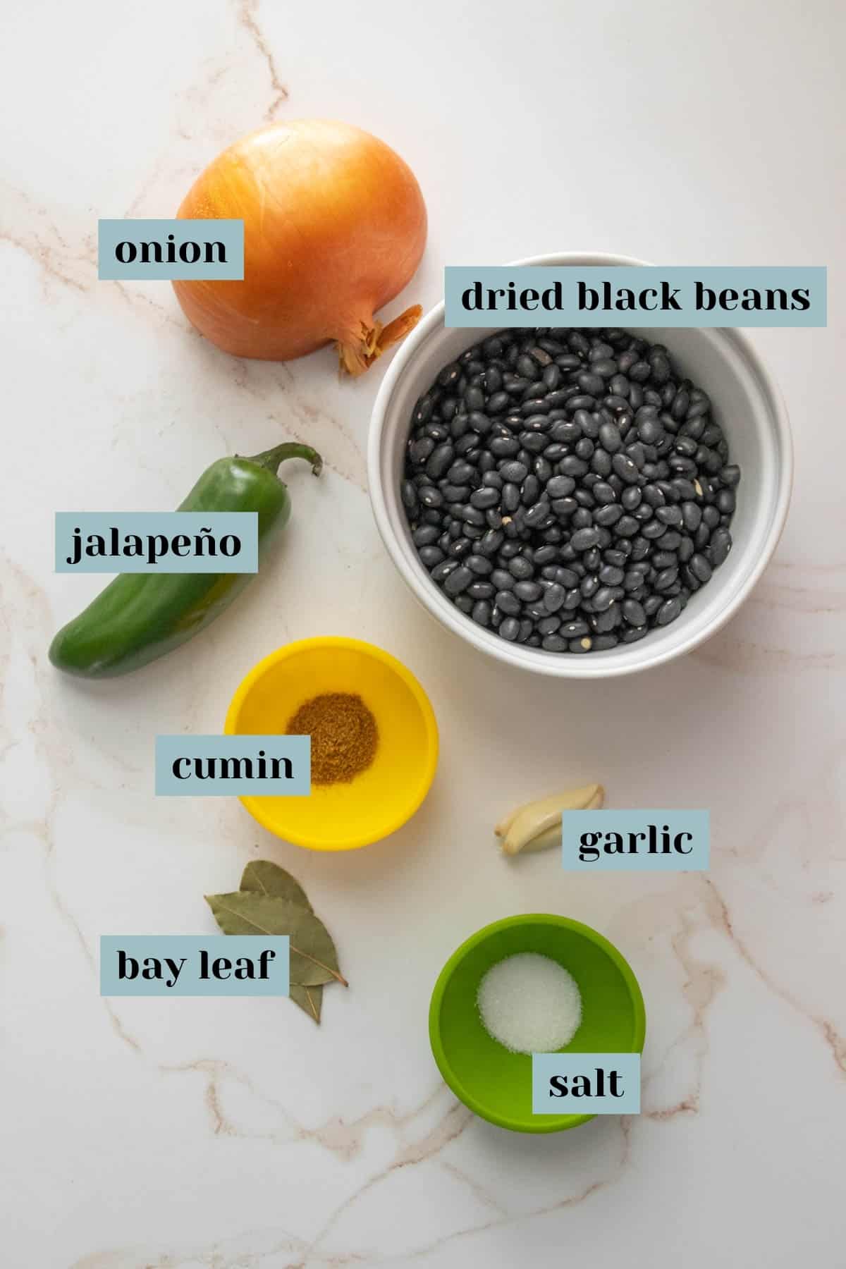 Ingredients for a black bean dish.