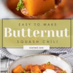 Easy to make butternut squash chili with a hint of cinnamon.