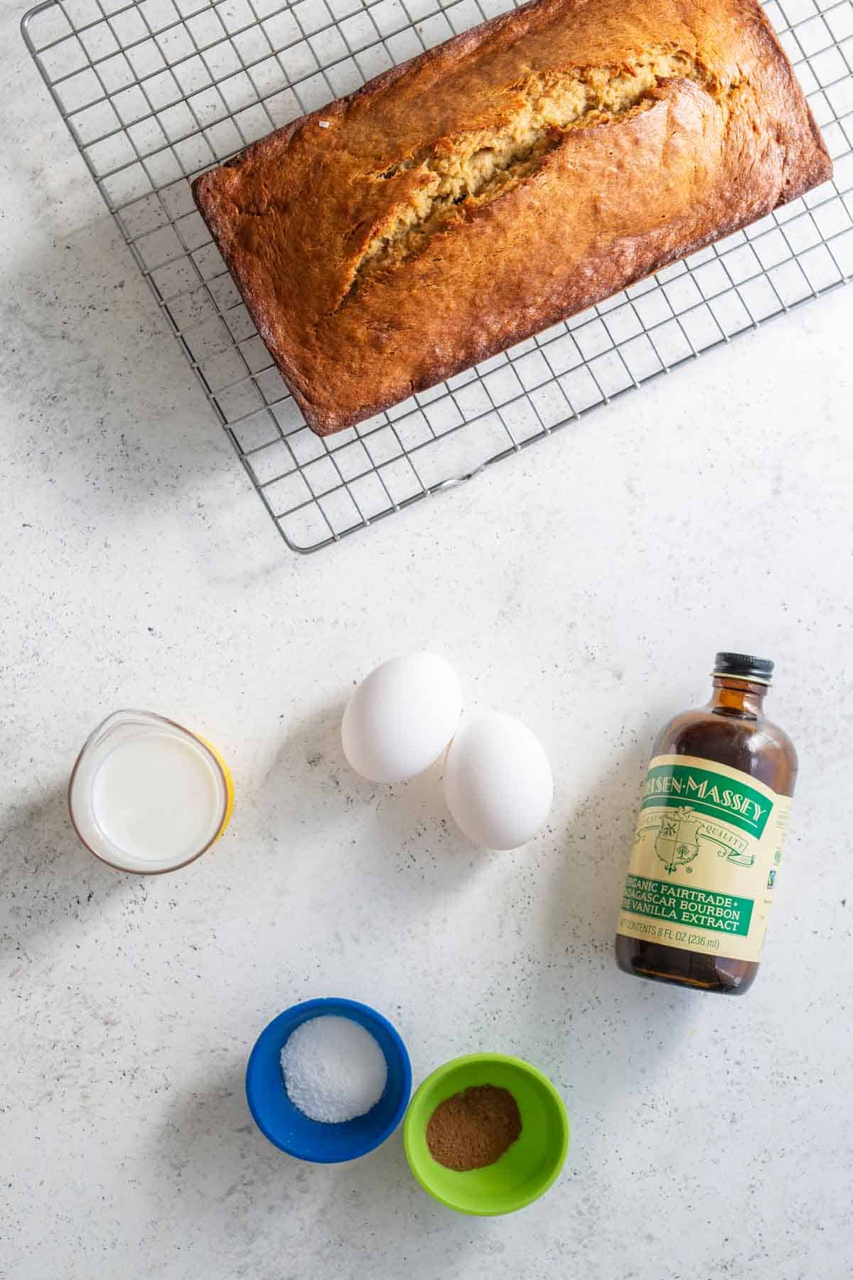 Banana bread french toast ingredients.