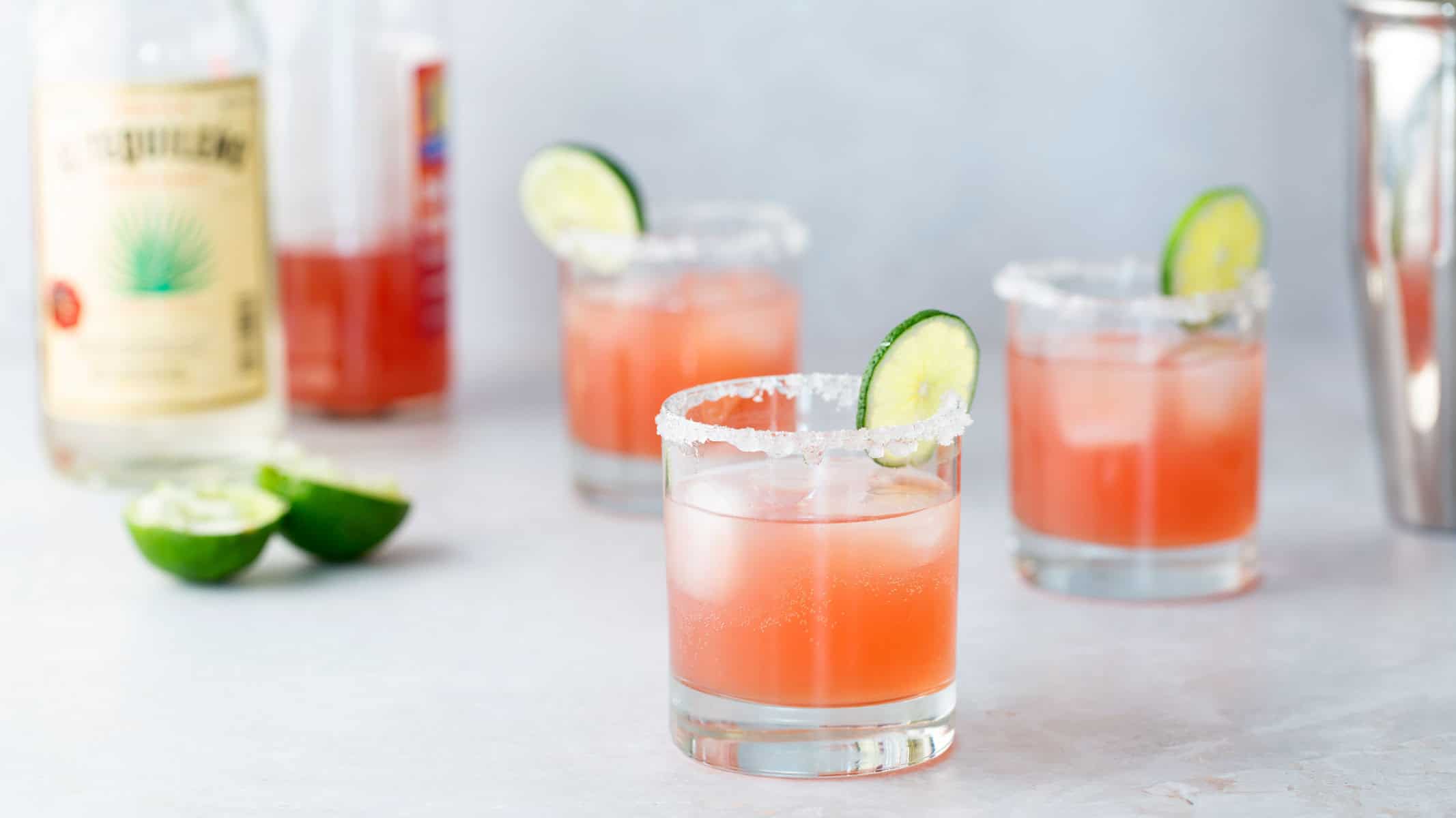 Tequila cocktail with blood orange and grapefruit.