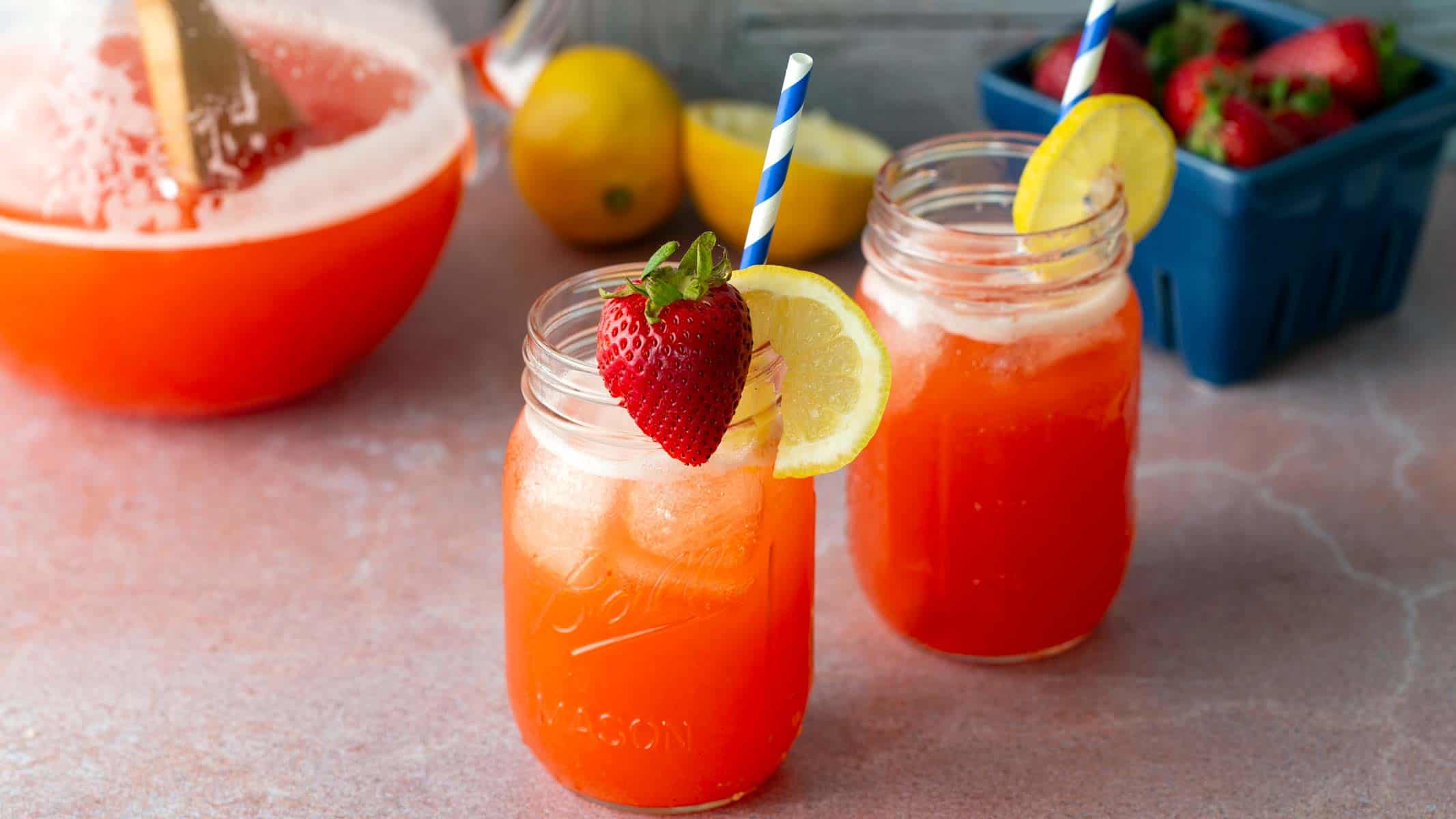 Sweet and tart strawberry-infused lemonade.