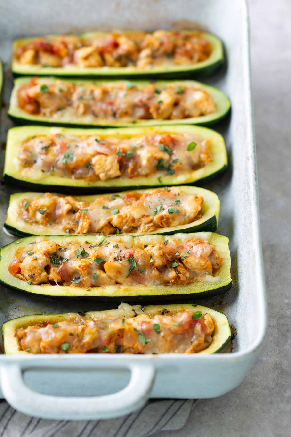 Chicken Taco Zucchini Boats