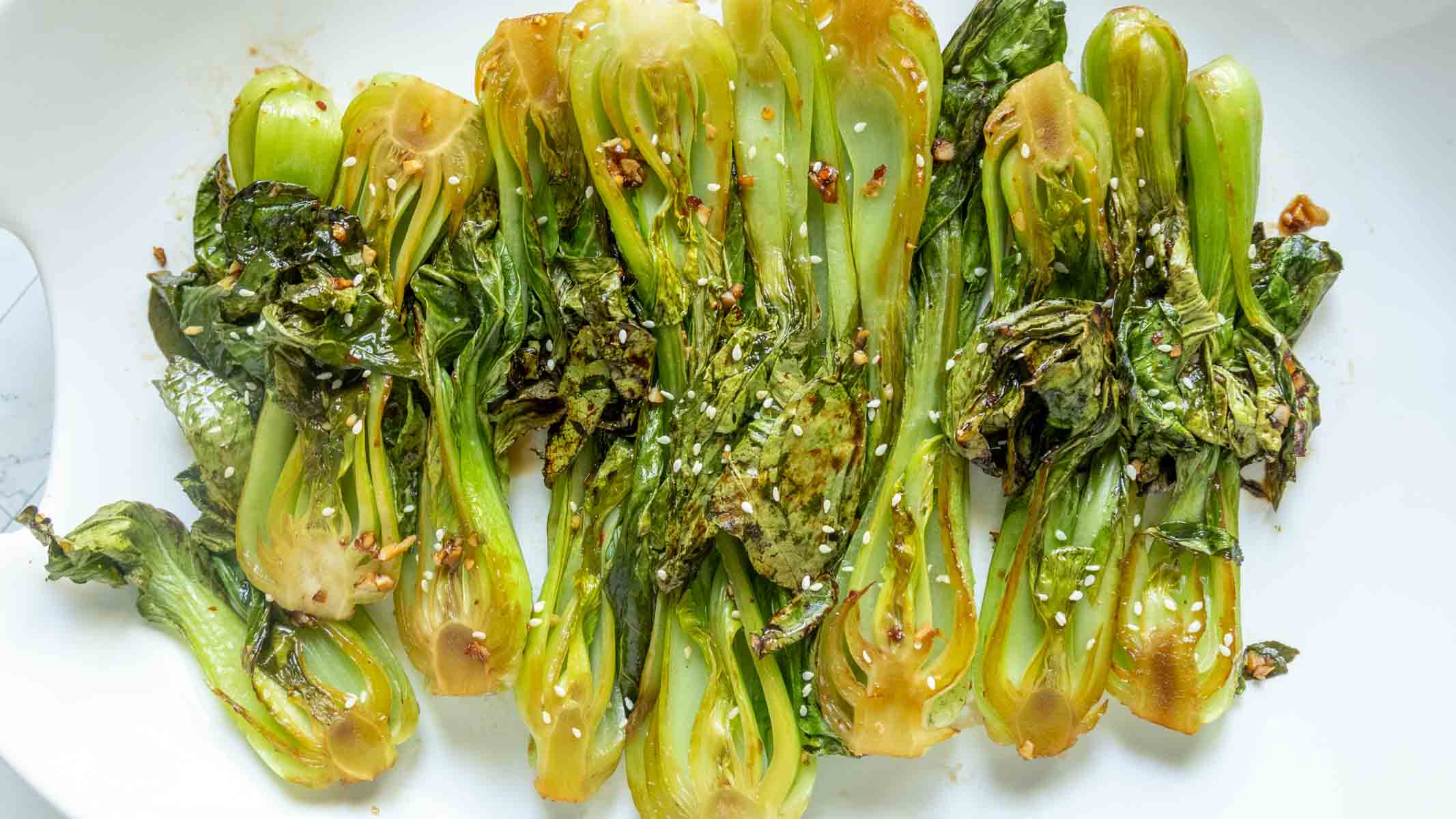 Oven-roasted bok choy.