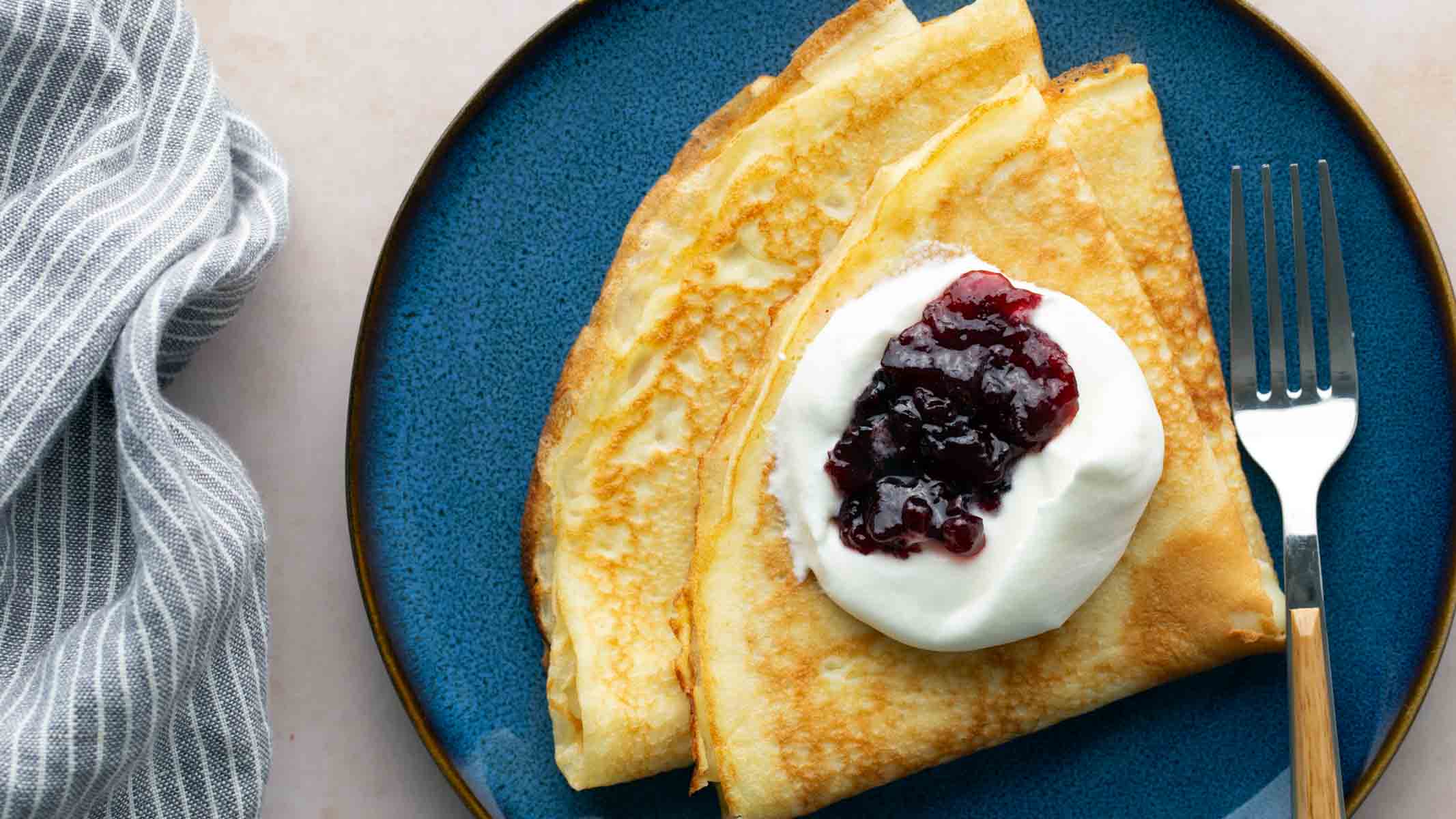 Swedish pancakes served thin and buttery.