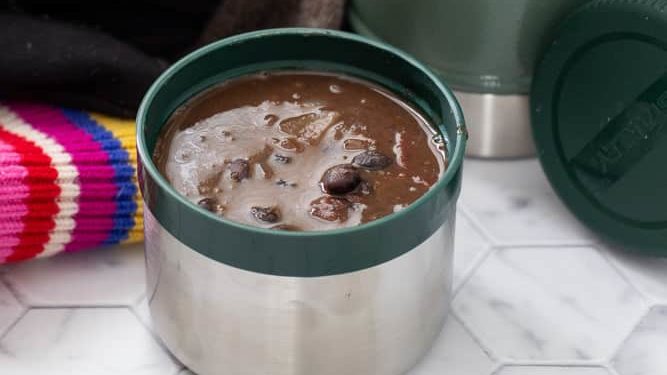 black bean soup in Stanley food jar