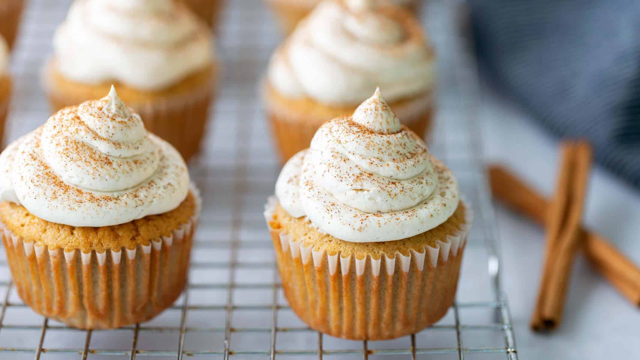 Chai spiced cupcakes with frosting.