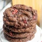 A stack of cookies overlaid with text.
